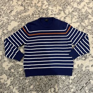 Brooks Brothers Blue and Orange Striped Crewneck Sweater